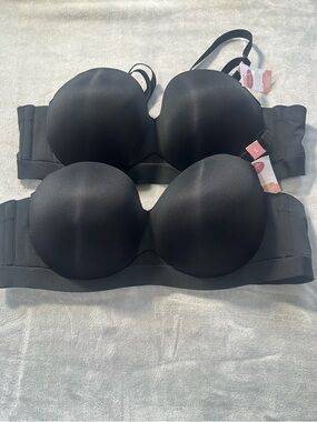 NWT Black Cacique Comfort Bliss Plunge Multi-Way Strapless Bra Size 46B